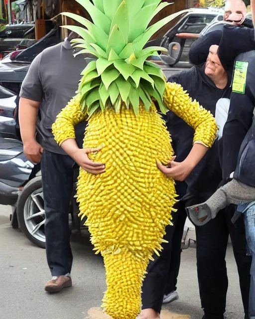 Image similar to zendaya in a pineapple costume