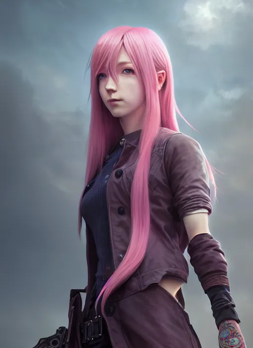 Prompt: claire farron with long pink hair portrait, by tom bagshaw and ilya kuvshinov, rtx rendering, octane render 1 2 8 k, maya, extreme high intricate details by wlop, digital anime art by ross tran, medium shot, composition by sana takeda, dramatic lighting by greg rutkowski
