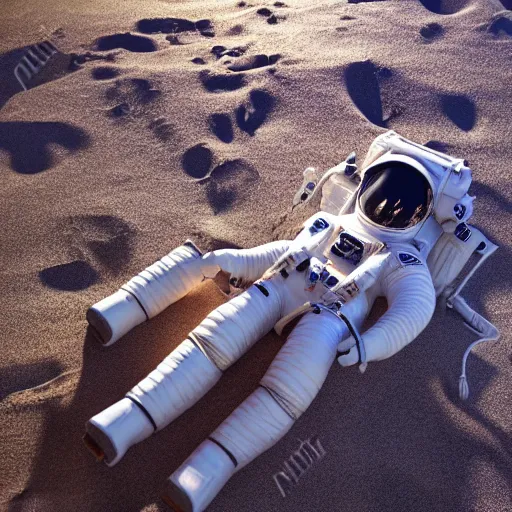 Image similar to an astronaut lounging in the beach, dramatic lighting, cinematic, extremly high detail, photorealistic, cinematic lighting, nasa footage