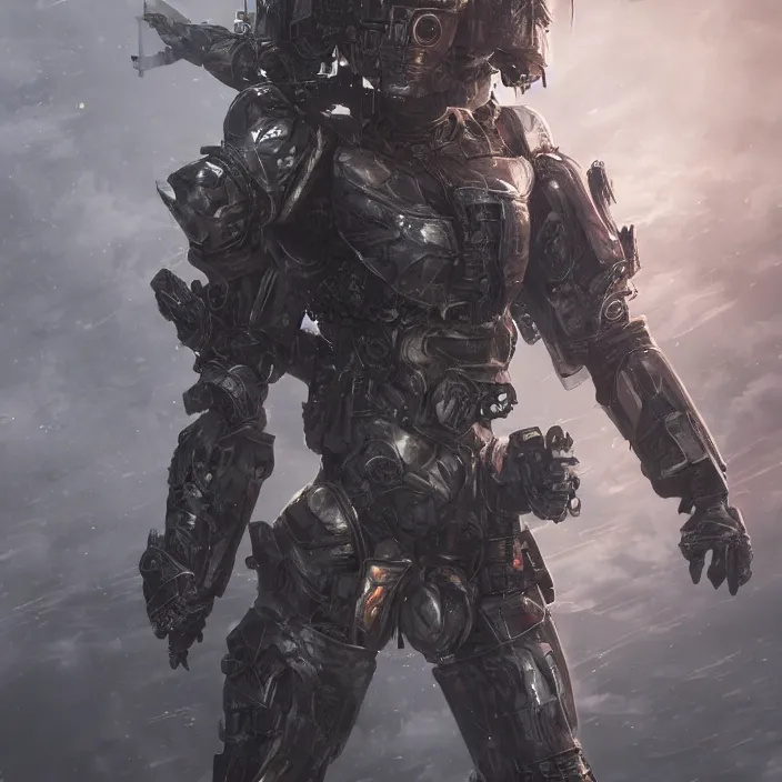 Image similar to gritty asian woman in mech armor suit, hyper - detailed, octane render, sharp focus, 4 k ultra hd, fantasy dark art, apocalyptic art