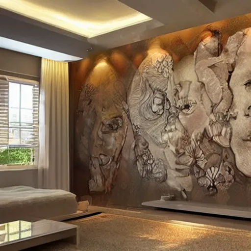 Image similar to mural on the wall of a contemporary home, beautiful architecture, favored interior design style