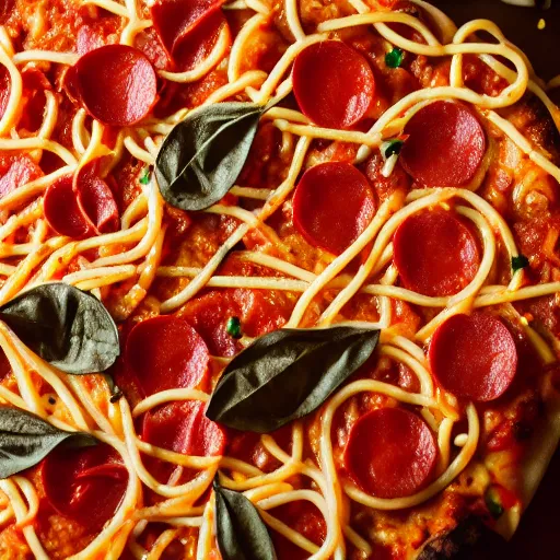 Prompt: pizza spaghetti, 8k hd food time, cinematic photography