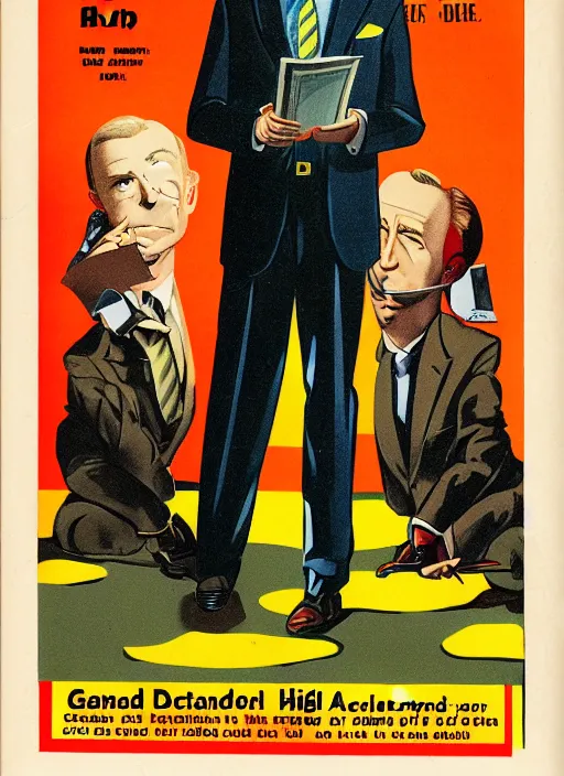 Image similar to portrait of bob odenkirk as saul goodman in the style of a detective book cover ace - high detective magazine 1 9 3 6, mad magazine, cover