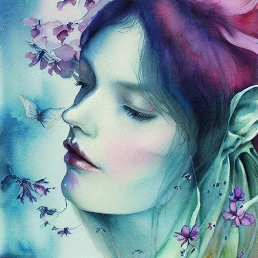 Image similar to watercolor illustration of a serene landscape by anna dittmann, by marco mazzoni, by stephanie law,