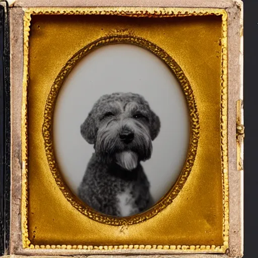 Prompt: Daguerreotype of a wheaten terrier