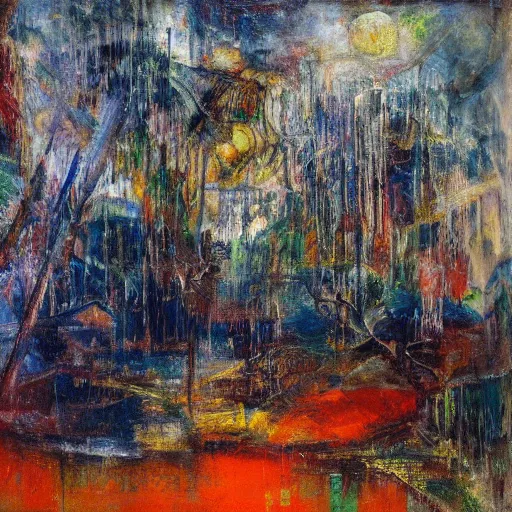 Image similar to mystic winter landscape, cyberpunk affandi