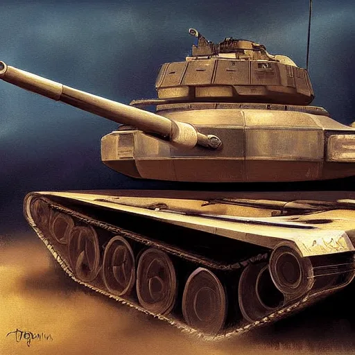 Image similar to a beautiful complex painting of a futuristic tank