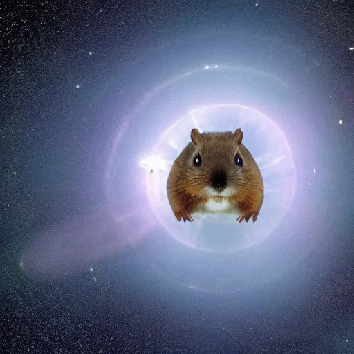 Image similar to a space photography of a planet that is a giant hamster