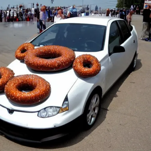 Image similar to car made out of donuts