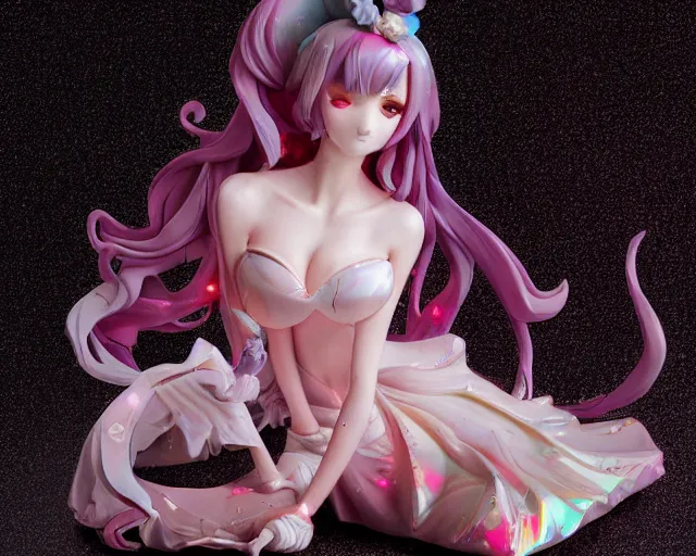 Image similar to James Jean isolated magical girl vinyl figure, figure photography, holographic undertones, glitter accents on figure, anime stylized, high detail, ethereal lighting - H 640