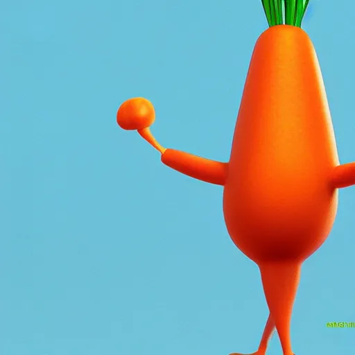 Image similar to carrot top with photorealistic carrot head!!!!, pixar character, stage background, pixar, 3 d,