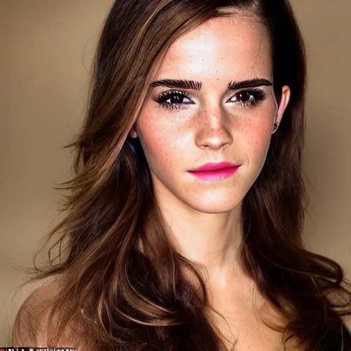 Image similar to a full - figure profile photograph of a woman who is a genetic combination of emma watson and kim kardashian