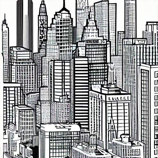 Prompt: line art of New York City, cover art