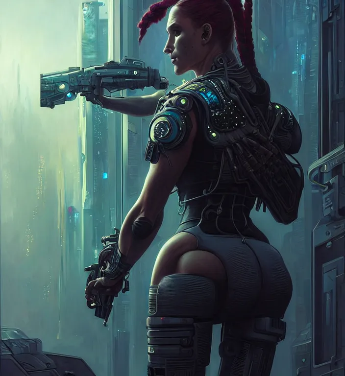 Image similar to painting of cyberpunk centaur cop, perfect face, ultra realistic, concept art, intricate details, eerie, highly detailed, photorealistic, octane render, 8 k, unreal engine. art by artgerm and greg rutkowski and magali villeneuve and alphonse mucha