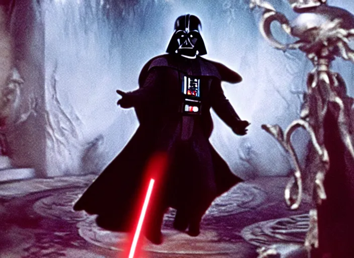 Image similar to film still of Darth Vader dancing as Beast in Beauty and the Beast,