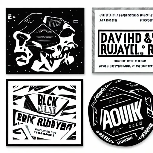 Image similar to black on white graphic design stickers in style of david rudnick, eric hu, guccimaze, acid, y 2 k, 4 k sharpening,