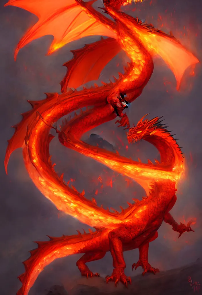 Prompt: a fire dragon by bayard wu,