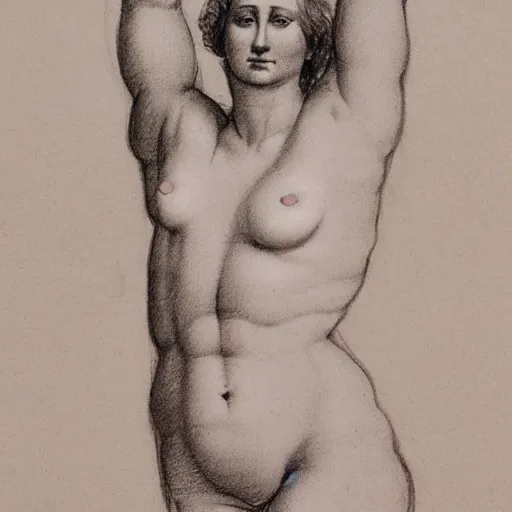 Image similar to of pencil sketches on paper of the female form by michelangelo