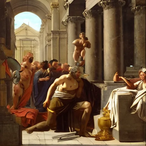 Prompt: Hephaestus at the Forge by Guillaume Coustou the Younger (Louvre)