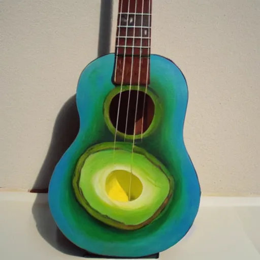 Prompt: avocado ukulele painted by dali