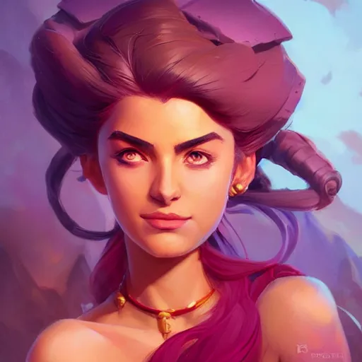 Image similar to beautiful female portrait, maya ali mage, gloomhaven, dynamic lighting, gaudy colors, octane render aesthetic, matte painting concept art, official fanart behance hd artstation by jesper ejsing, by rhads and makoto shinkai and lois van baarle and ilya kuvshinov and rossdraws