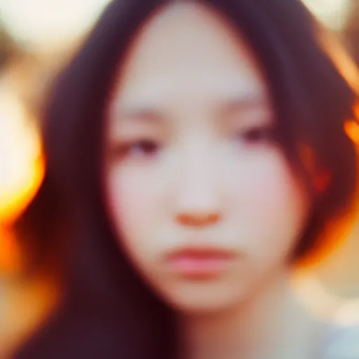 Image similar to beautiful hyperdetailed photograph of a cute young woman, golden hour, soft focus, medium shot, 8 k, portra 4 0 0