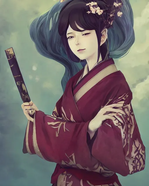 Image similar to A full-body anime portrait of Ssunbiki as a beautiful woman wearing a kimono from Skyrim, by Stanley Artgerm Lau, WLOP, Rossdraws, James Jean, Andrei Riabovitchevy, Marc Simonetti, and Sakimichan, trending on artstation