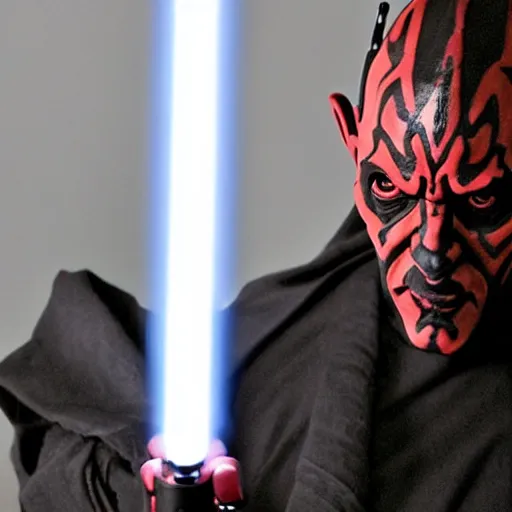 Prompt: Darth maul building his lightsaber