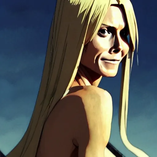 Prompt: a film still portrait of heidi klum, finely detailed features, perfect art, at an ancient city, gapmoe yandere grimdark, trending on pixiv fanbox, painted by greg rutkowski makoto shinkai takashi takeuchi studio ghibli, akihiko yoshida