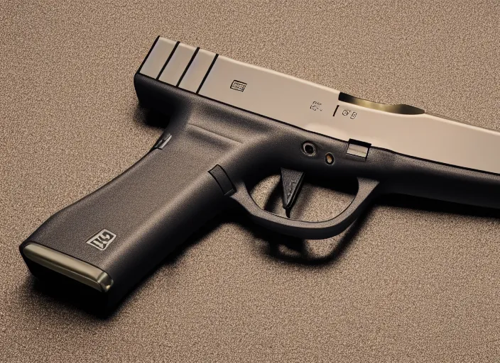 Image similar to A long shot Octane render of a Glock 18, 4k, ultra HD