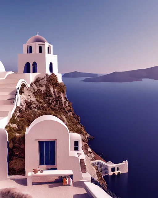 Image similar to a Santorini style castle on a very tall mountain island in the sea. intricate artwork by Tooth Wu and wlop and beeple. octane render, hyper realism, 8k