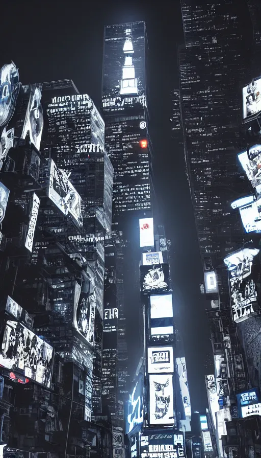 Prompt: 8k high resolution photograph of cyber punk New York Times Square at night