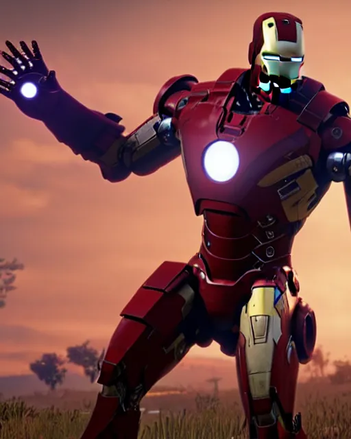 Image similar to iron man styled mech suit in red dead redemption 2, cinematic, photorealistic