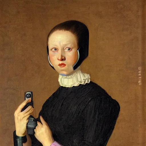 Image similar to a portrait of a female android by dieric bouts