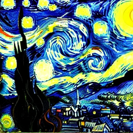 Prompt: Black and white painting of the death of all time and stars alike, Van Gogh painting