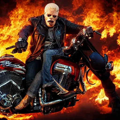 Prompt: Ron Perlman As Ghostrider hyper realistic 4K quality