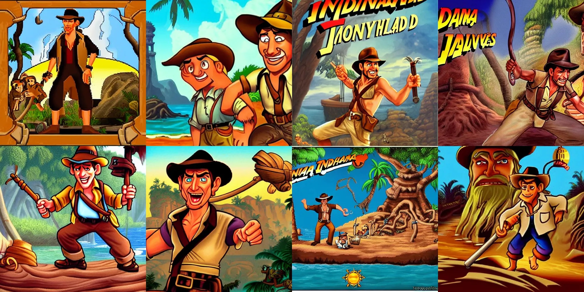 Prompt: Indiana Jones on Monkey Island, Lucasarts