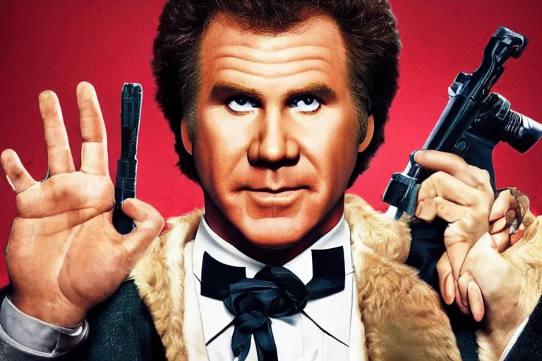 Prompt: will ferrell as an exaggerated caricature of a children in the new movie directed by quentin tarantino, movie still frame, promotional image, critically condemned, top 6 worst movie ever imdb list, symmetrical shot, idiosyncratic, relentlessly detailed, limited colour palette