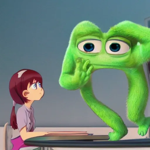 Image similar to mike wazowski in am anime,