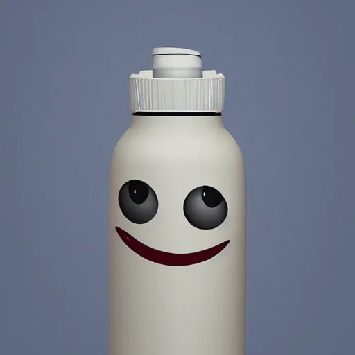 Image similar to anthropomorphized water bottle