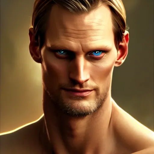 Image similar to alexander skarsgard, cg animation, riot entertainment realistic, character select portrait, by artgerm, greg rutkowski, alphonse mucha, 3 d