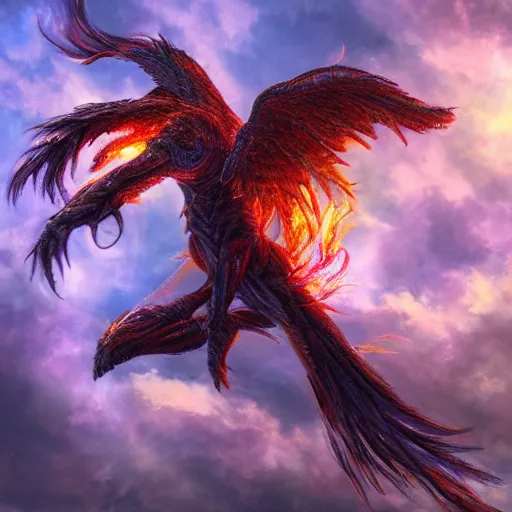 Image similar to fantasy art 4 k htper detailed photo phoenix rising from ashes