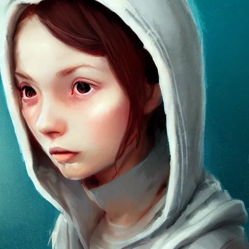 Image similar to a cute tiny girl with short red hair wearing a hoodie, digital art, very beautiful face, pretty face, very detailed eyes, full body illustration, 8 k resolution, soft painting, by greg rutkowski, wlop, rossdraws,