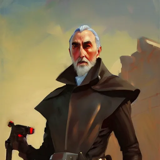 Image similar to greg manchess portrait painting of armored count dooku as overwatch character, medium shot, asymmetrical, profile picture, organic painting, sunny day, matte painting, bold shapes, hard edges, street art, trending on artstation, by huang guangjian and gil elvgren and sachin teng