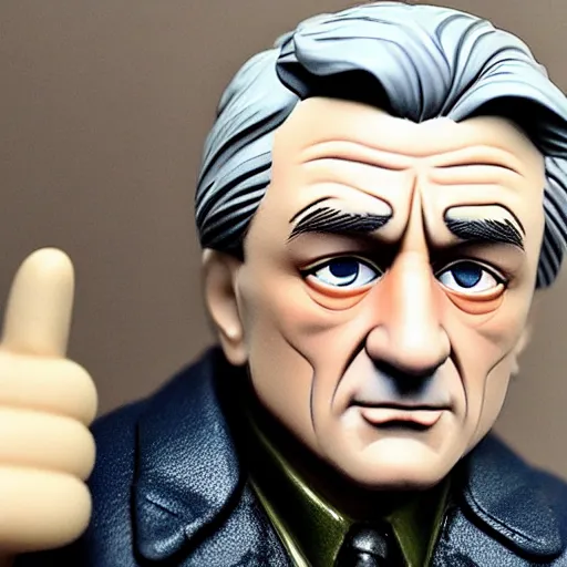 Prompt: robert de niro as nendoroid!, background bar, kodak film