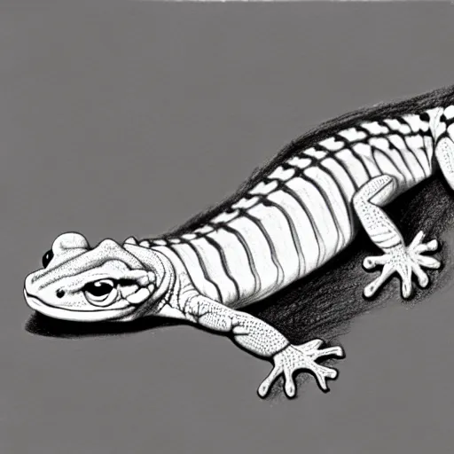Image similar to drawing of a gecko, pencil, basic, outline, low detail