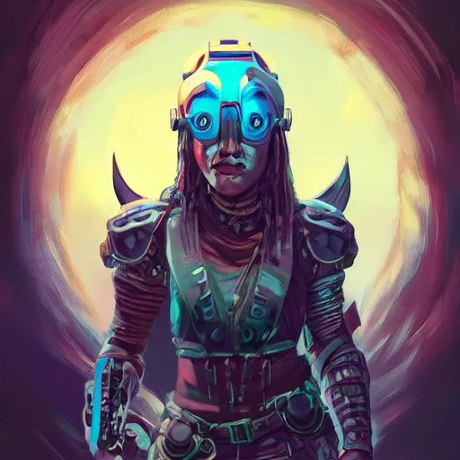 Image similar to cyberpunk viking helmet mask warrior goddess robot ninja fantasy, art gta 5 cover, official fanart behance hd artstation by jesper ejsing, by rhads, makoto shinkai and lois van baarle, ilya kuvshinov, ossdraws