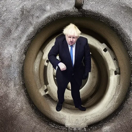 Image similar to photo of boris johnson lost in the sewers