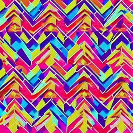 Image similar to a 9 0 s style geometric pattern design, bright colors, very sharp details, painted look, shapes and colors.