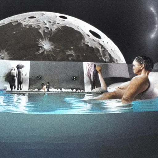 Image similar to they faked the moon landing!dream achilles in a swimming pool in peru, photo